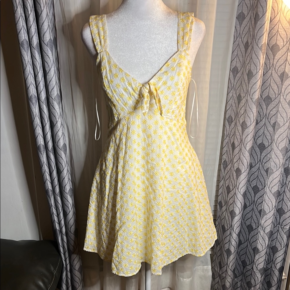 Blue Rain Yellow Floral Mini Dress